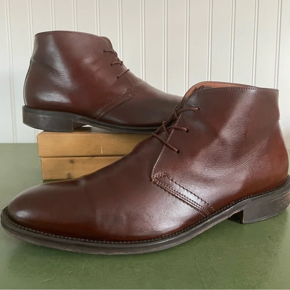 Calzoleria Toscana Men's Italian Leather Desert/Chukka Boots Handmade in Cognac